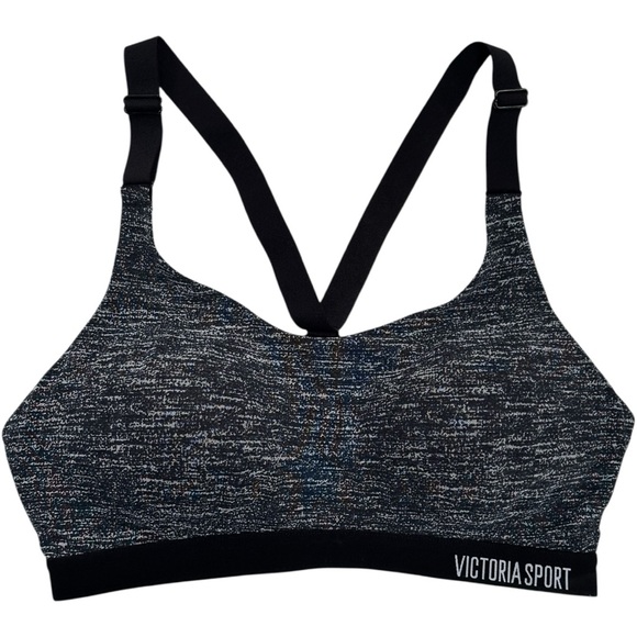 Victorias Secret Racerback Sports Bra 34C Heathered Gray Navy/Black •Adjustable - Picture 2 of 9